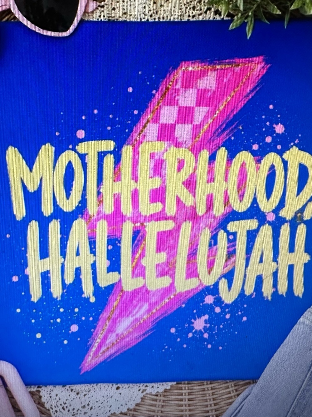 Blue 'Motherhood Hallelujah' Graphic Tee Small-XL